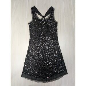 Wildcat Women's Small Black Sequins Tank Top Blouse mesh trim